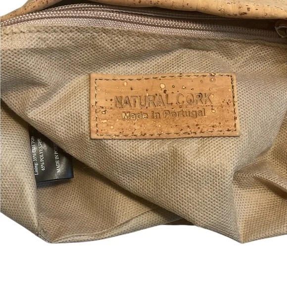 Artelusa Tan and Brown Shoulder Bag with Cork Material, project bag - Picture 2 of 6